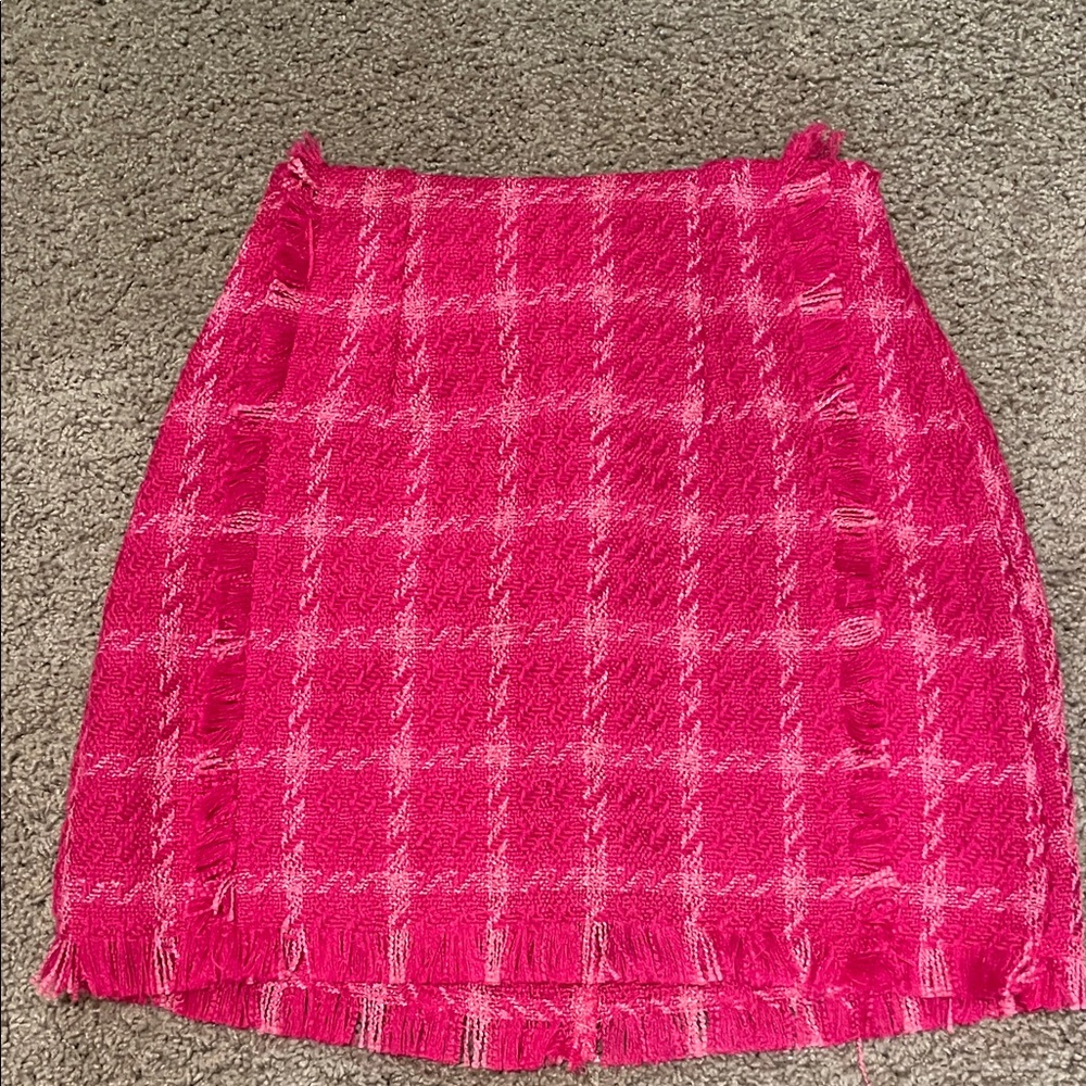 Chic Pink Plaid tweed Women's Skirt